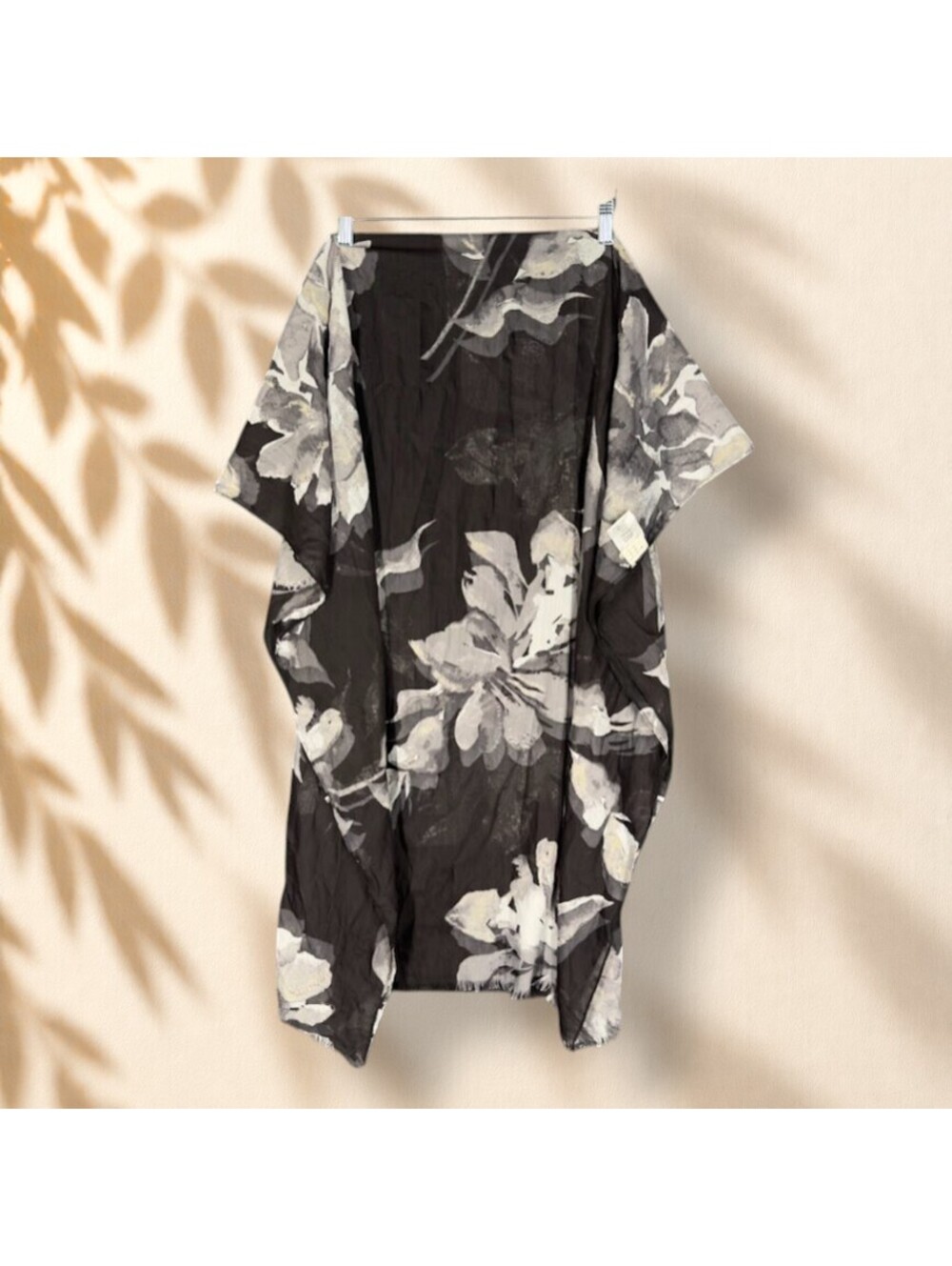 A New Day Scarf Women One Size Black Floral Rectangle Multifunctional Casual